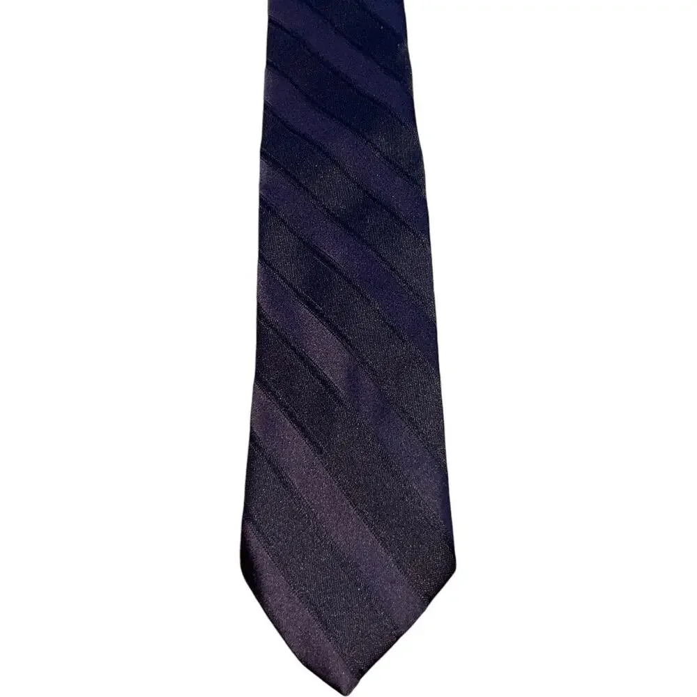 Via Manzoni Classic Striped Self Pointed Career Neck Tie Brown Men's 54